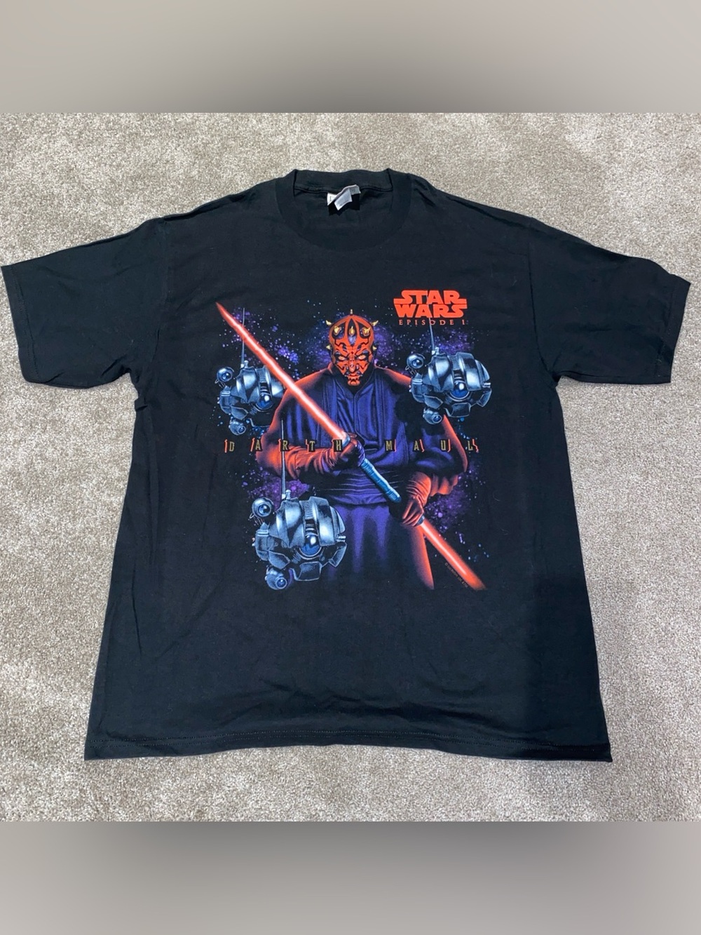 Vintage Star Wars Episode 1 Phantom Menace Darth Maul Lee Sport T-Shirt Size L